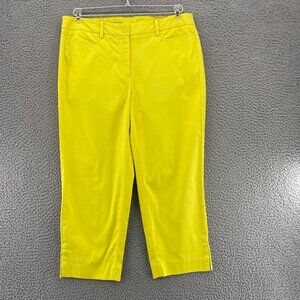 Talbots Pants Women 8 Bright Yellow Perfect Skimmer Chino Stretch Tapered Casual